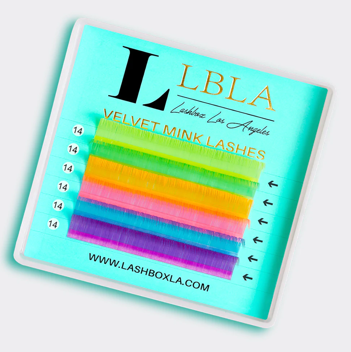Velvet Mink 0.05 NEON COLOUR Lashes, Neon Yellow, green, orange pink, purple, blue Make fans up to 10D to make an impact and 5-7D for highlights. Lash Box LA Australia