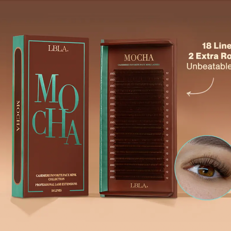 Mocha Brown 0.03 lashes mixed length and single size trays lash box la australia 