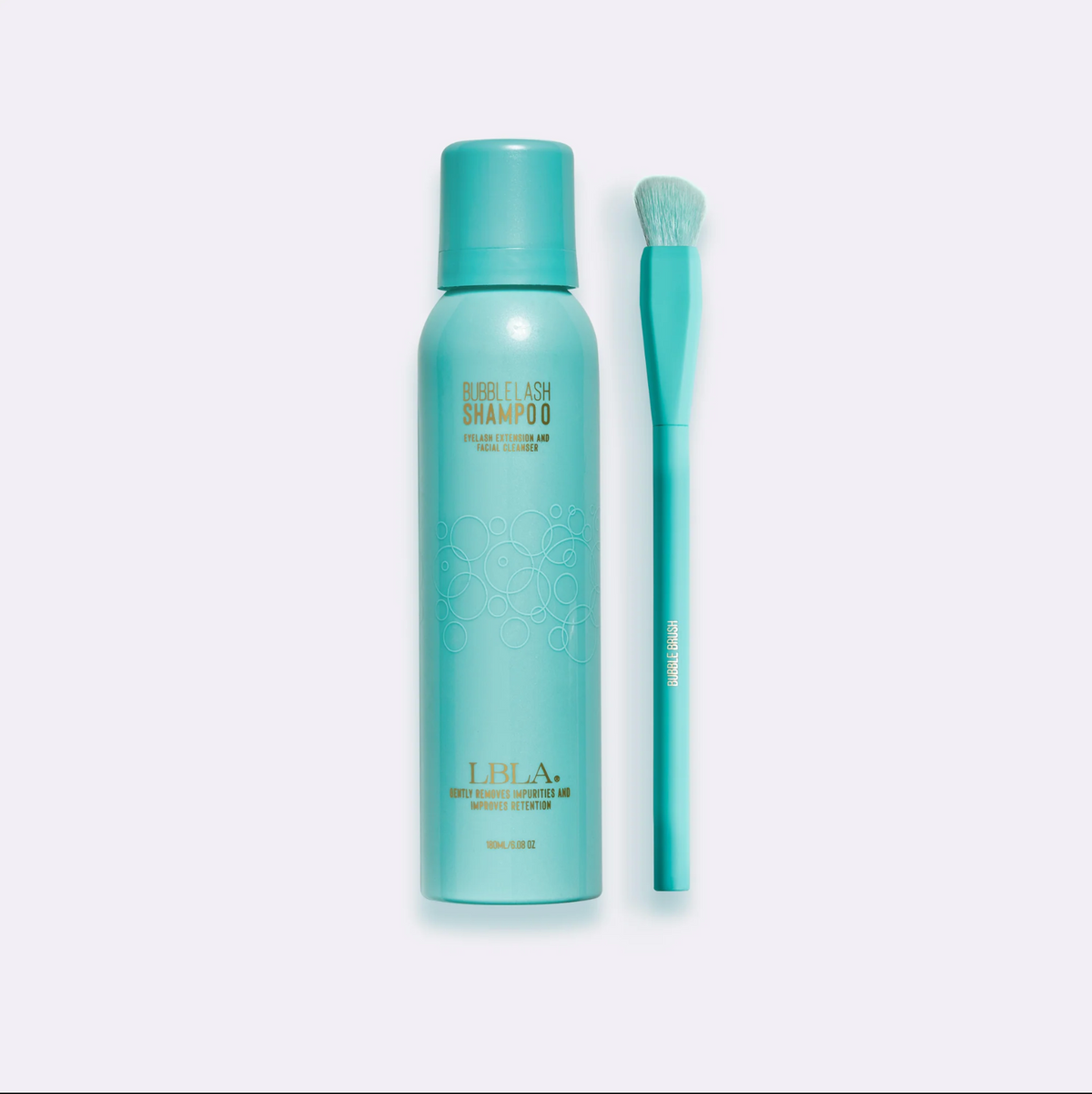 Bubble lash Shampoo 180ml large size with bubble brush for lash aftercare cleaning, packaged in retail kit for well presented aftercare lash client retail. 