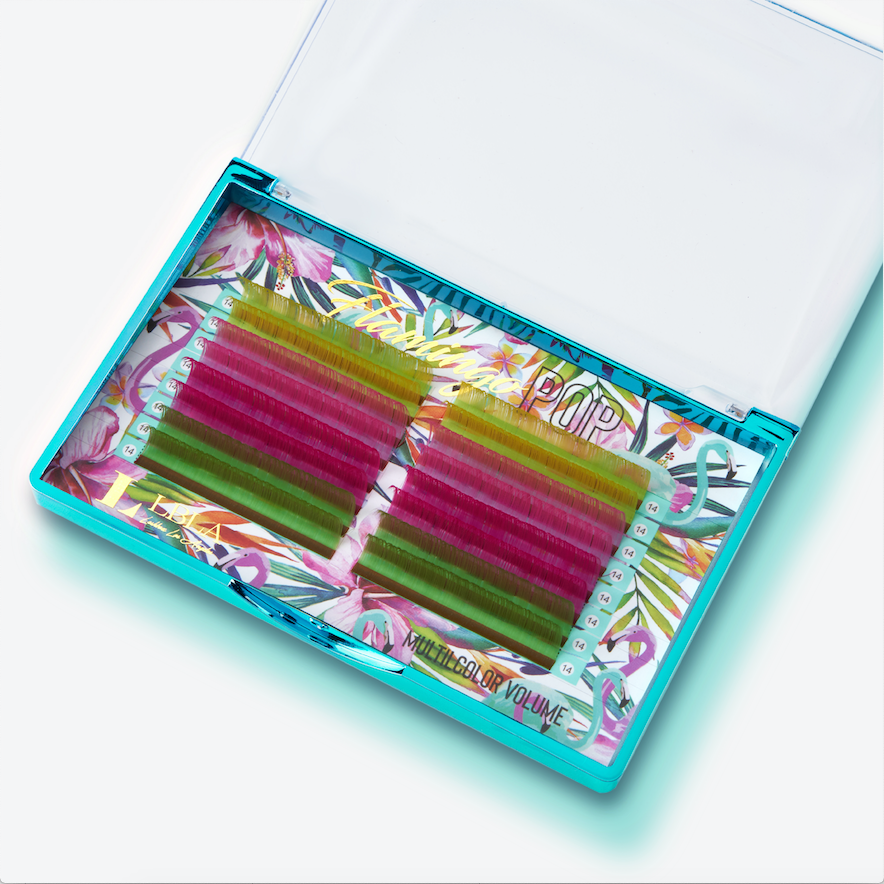 FLAMINGO POP LASHES MIXED COLOUR TRAY 0.07mm - LIMITED EDITION-LashBox LA Australia