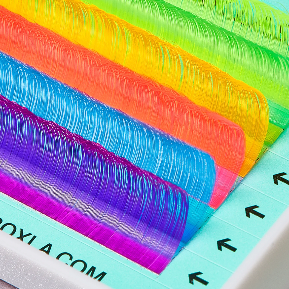 Velvet Mink 0.05 NEON COLOUR Lashes, Neon Yellow, green, orange pink, purple, blue Make fans up to 10D to make an impact and 5-7D for highlights. Lash Box LA Australia